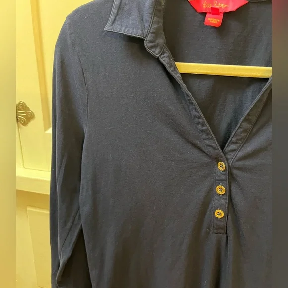 Lilly P three quarter sleeve navy polo . Excellent condition. Barely worn. - Picture 7 of 14